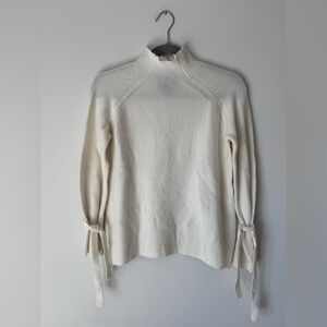 Cynthia Rowley Cream Sweater with Tie Detail Sleeves